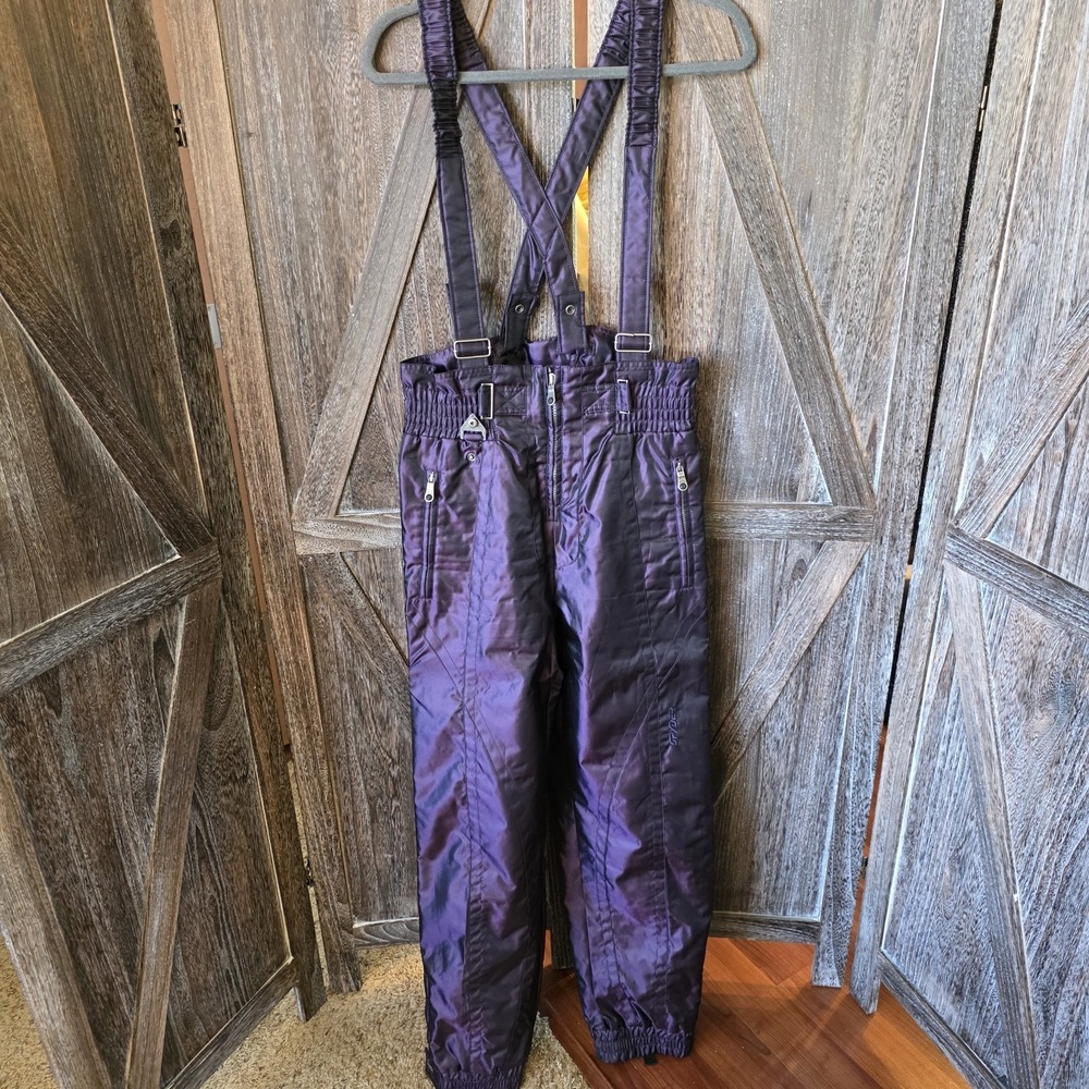 Spyder Snow Bib Pants Women's Size 12 Purple Iridescent Insulated Waterproof